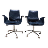 Set of 2 Kill International 6727 leather office chairs by Fabricius & Kastholm