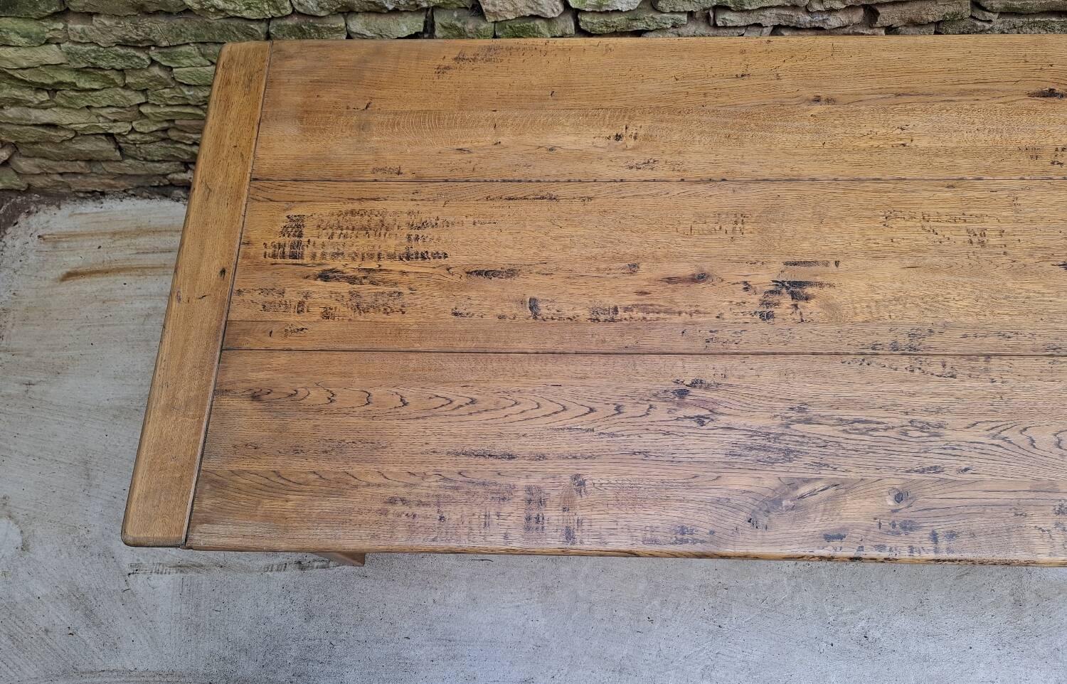 Table de ferme chêne 320 cm avec allonges 