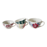 Ensemble de 4 tasses à café dépareillées digoin sarreguemines et badonviller bleu rose et vert 1930-