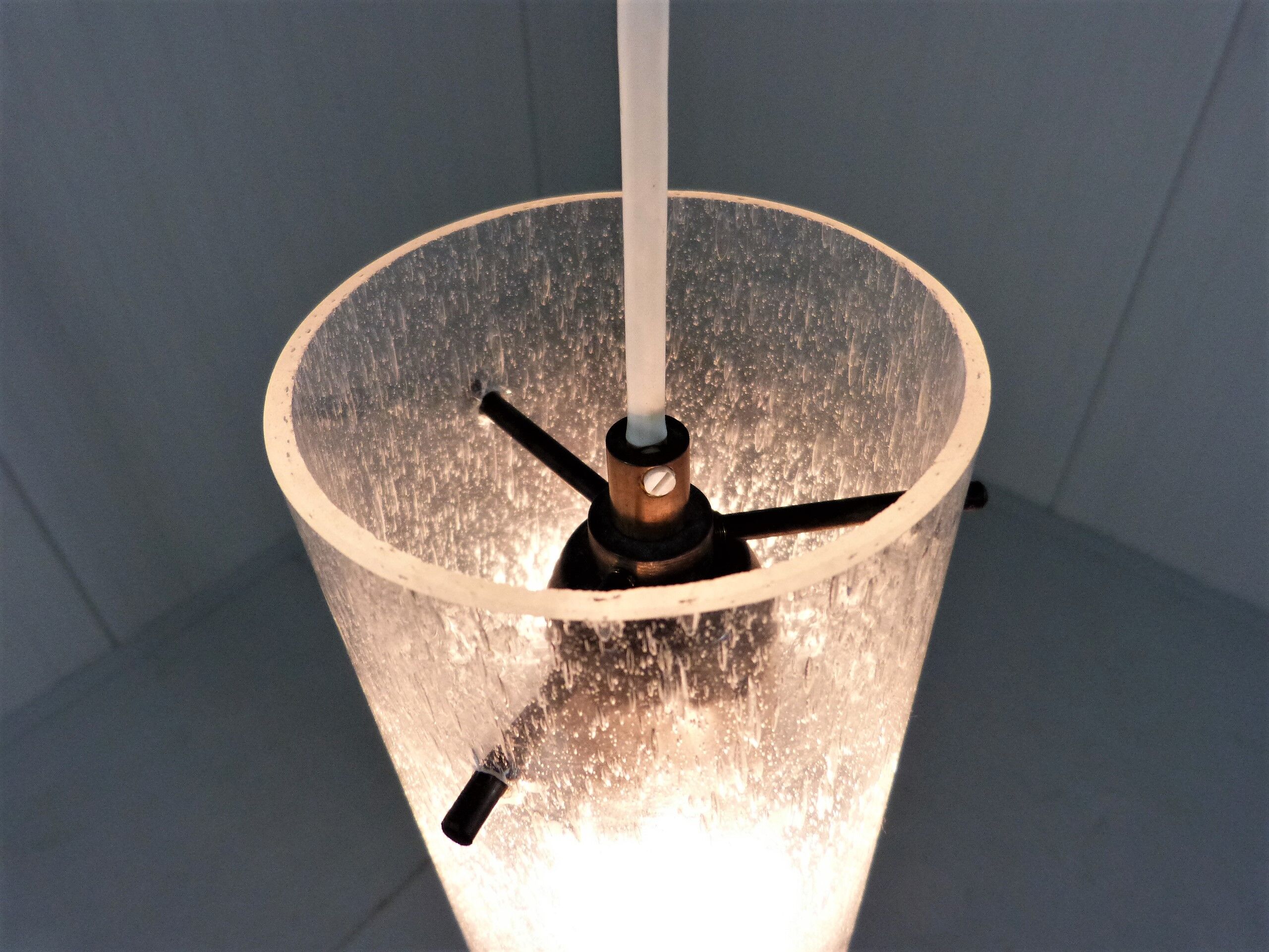 Vintage Kaiser Leuchten glass hanging lamp, 1960’s