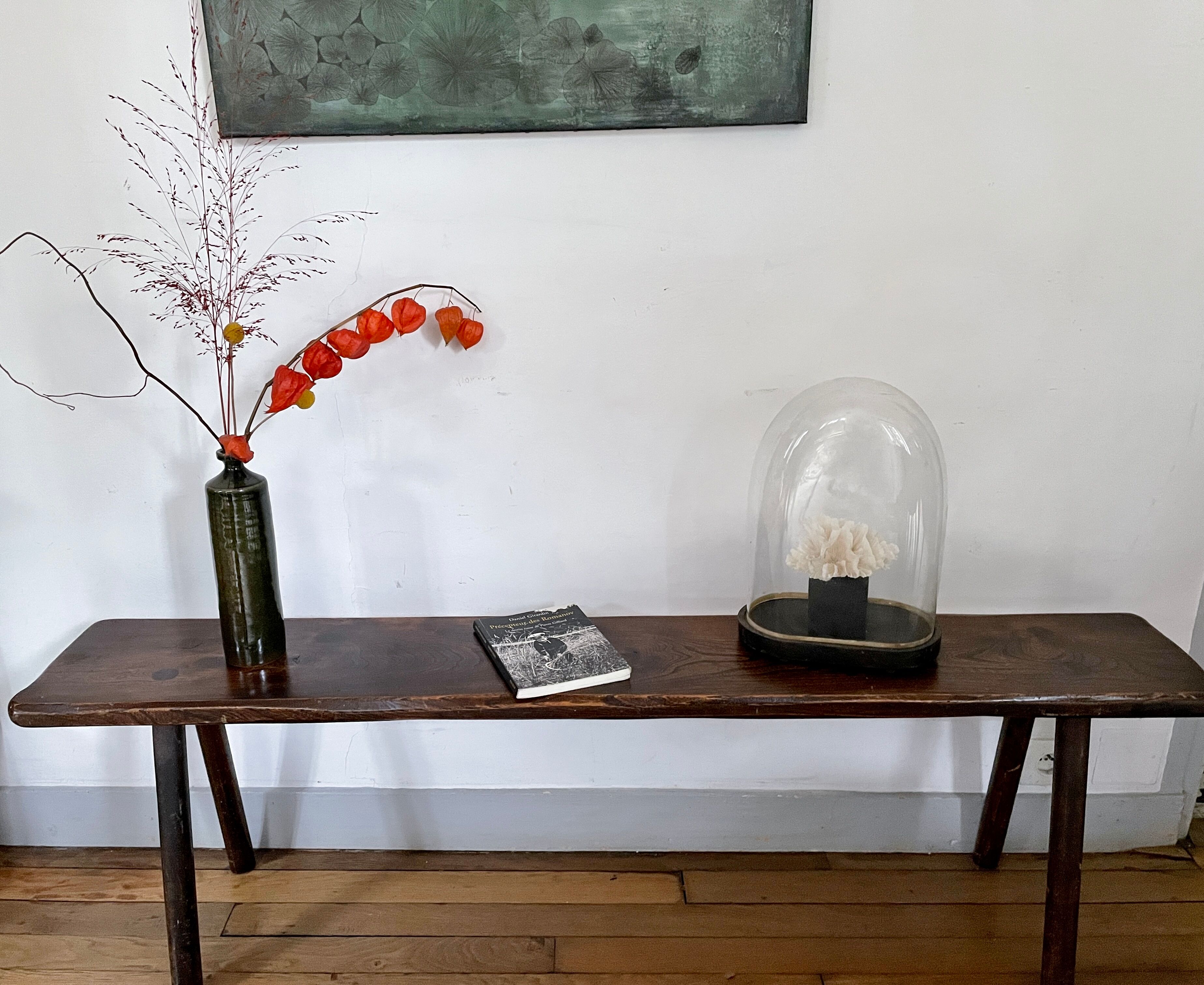 Minimalist wooden bench