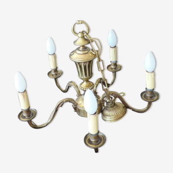 Gilded bronze chandelier in Louis XVI style, with 5 lights