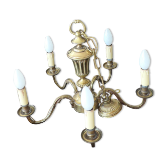 Gilded bronze chandelier in Louis XVI style, with 5 lights