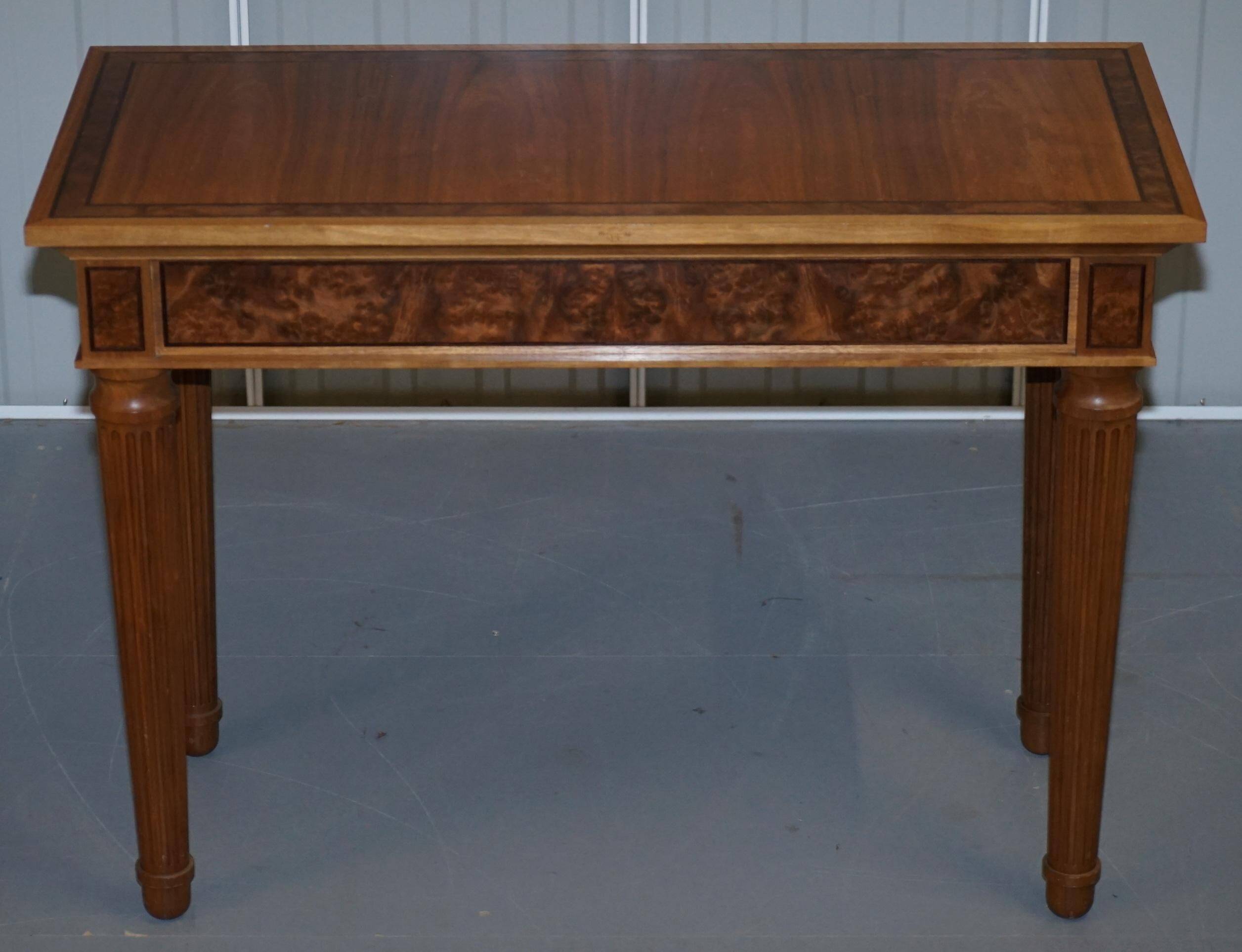 Pair of console tables David Linley 1993 walnut burr