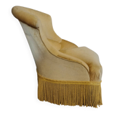 Golden yellow velvet toad armchair