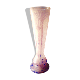 Vase 48 cm papyrus decoration the french glass - charder - schneider