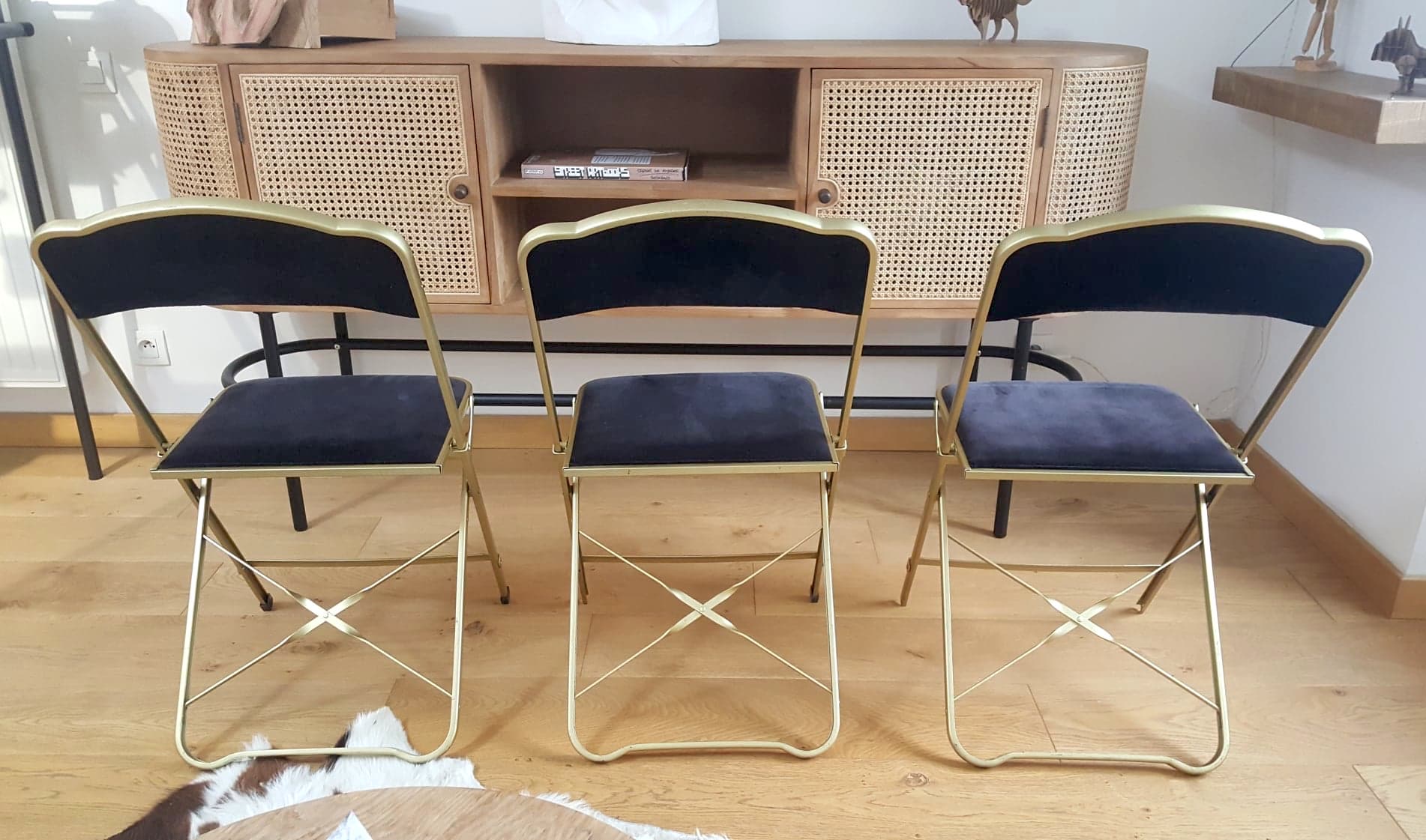 Lot de 3 chaises pliantes Chaisor en velours