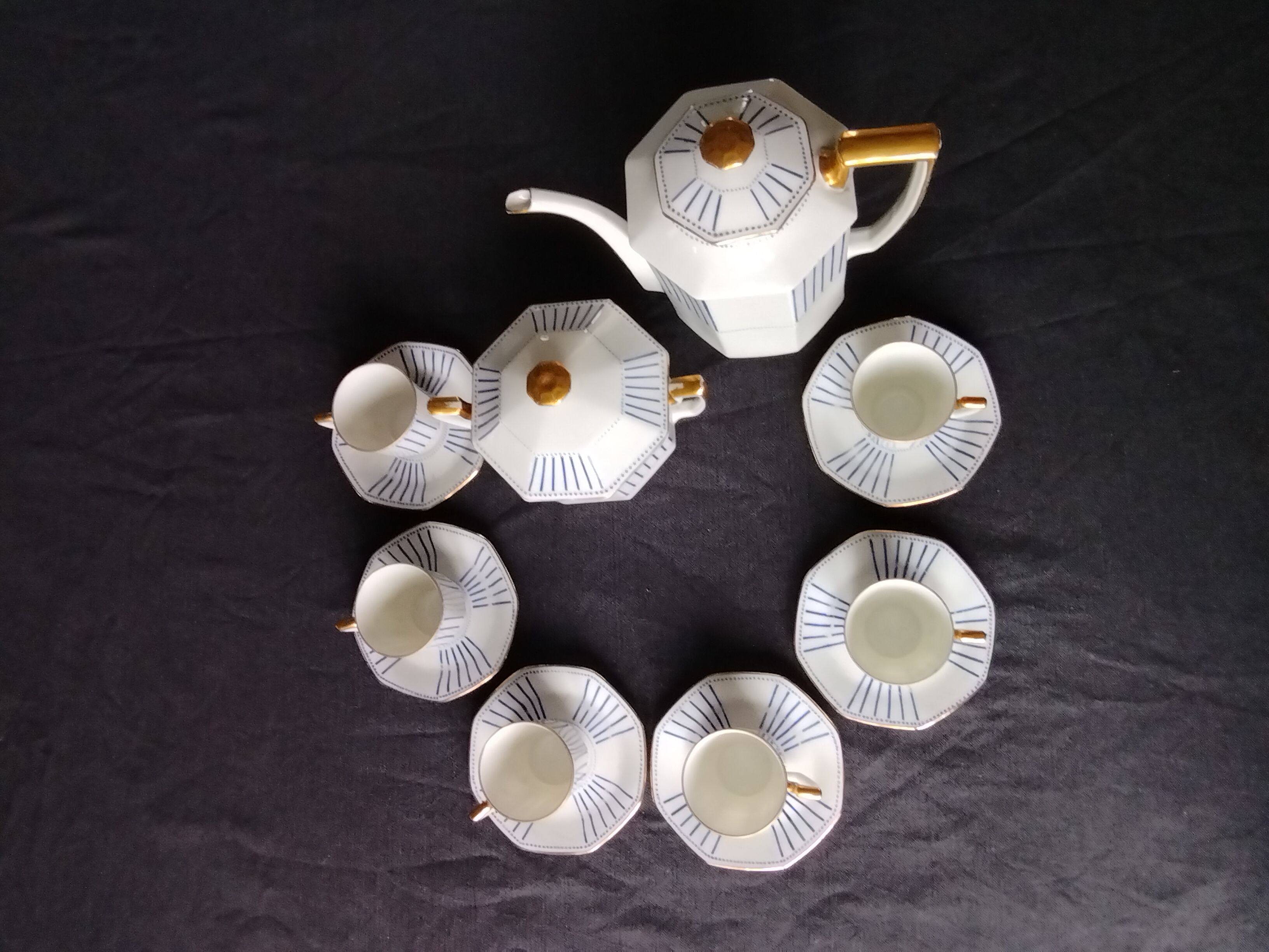 Service à thé en Porcelaine de Limoges F. Legrand and Cie art déco