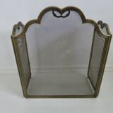 Fire screen, spark arrester, made in Italy, in brass with 3 folding flaps, 1970