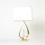 Paire de lampes en laiton cristal de roche signées Willy Daro
