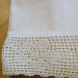 Old fabric and crochet tablecloth