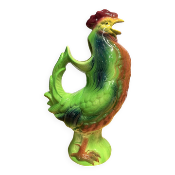 Large glazed ceramic pitcher with rooster – signed B. Gaillard