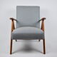 Fauteuil vintage original années 1960, totalement restauré, pied de poule