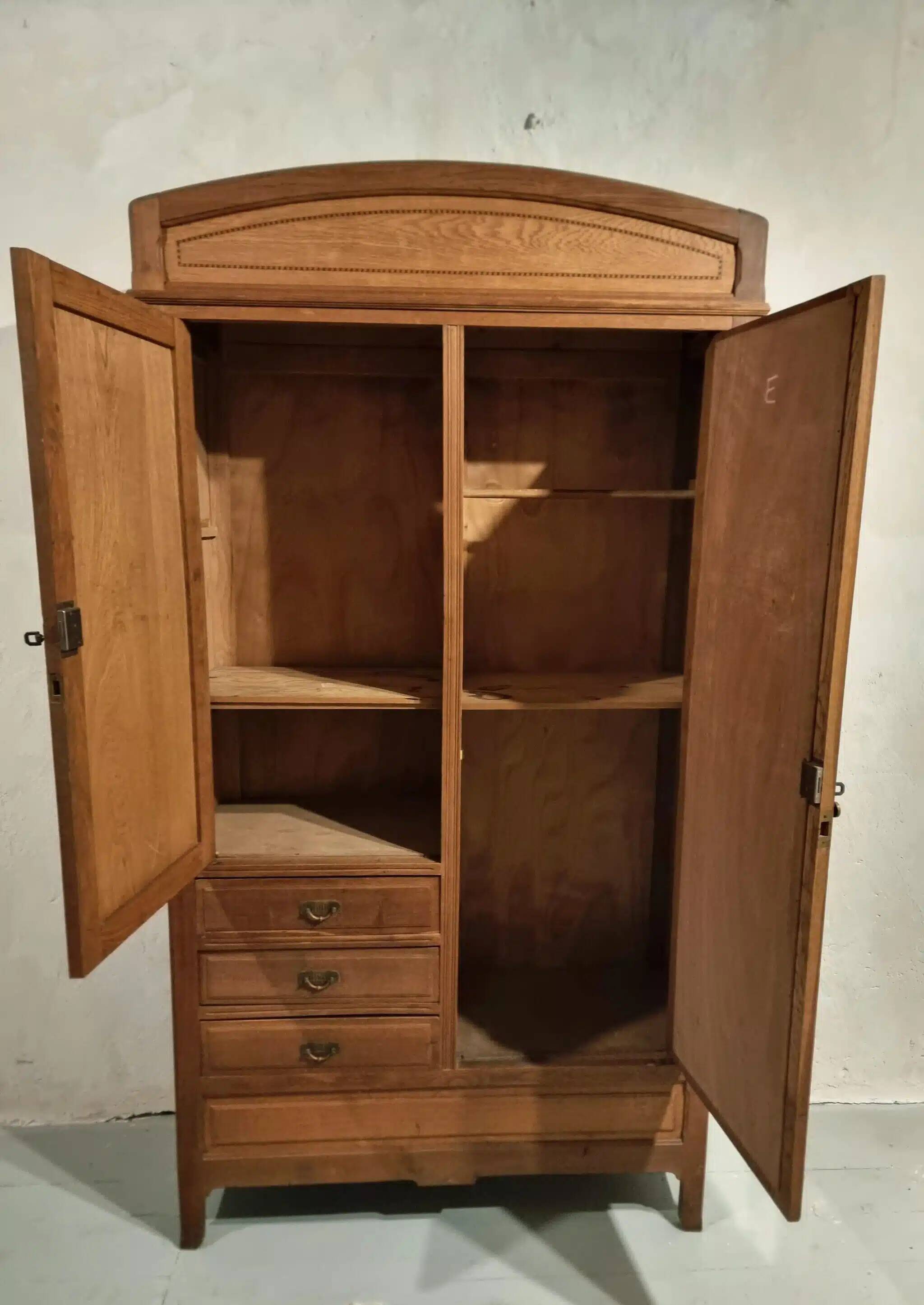 Vintage French oak wardrobe – circa 1920, with subtle Art Deco influences