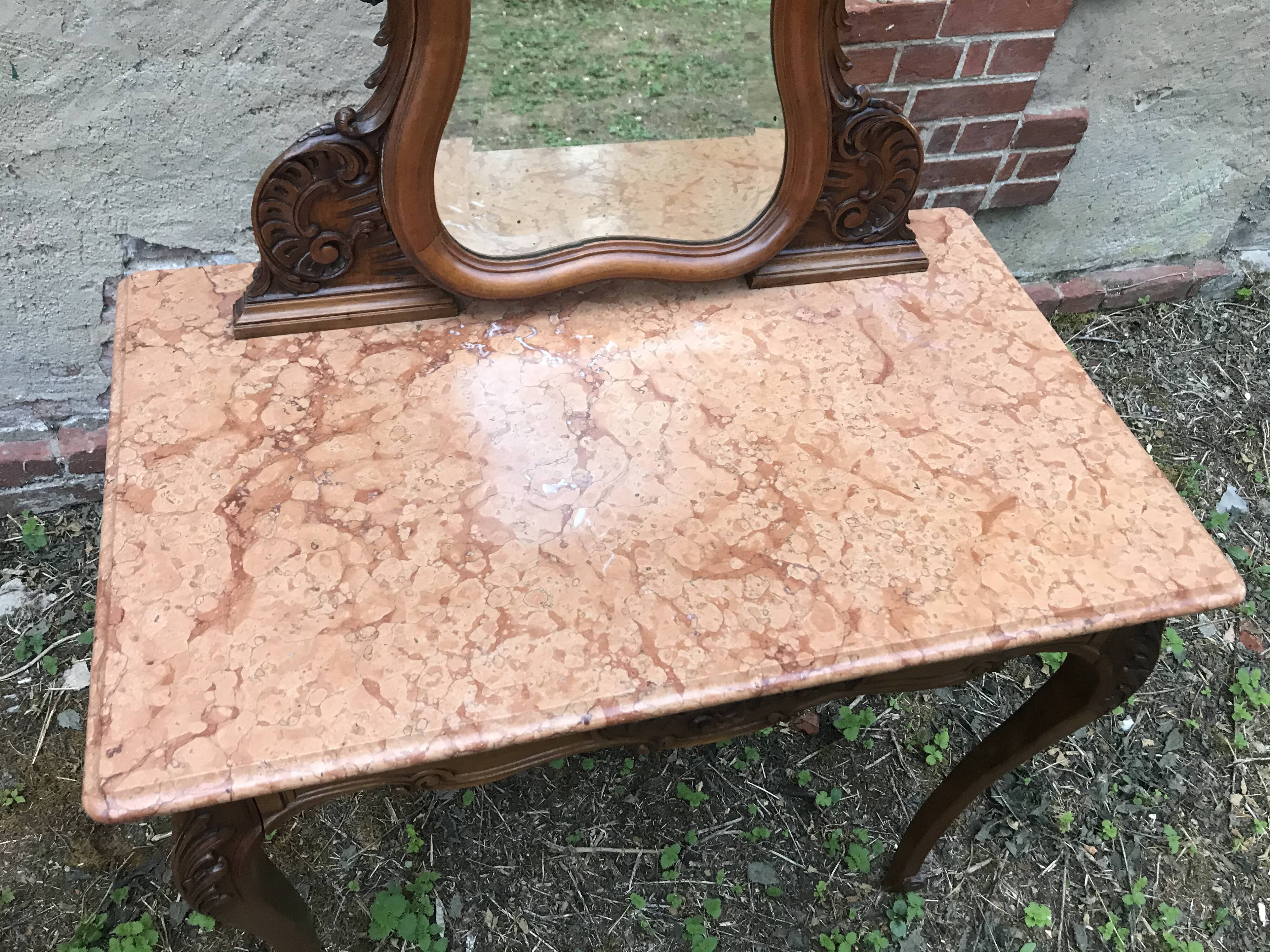 Coiffeuse rocaille Louis XV noyer 1900