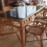 Set table rattan chairs