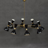 Italian chandelier with black diabolo shades