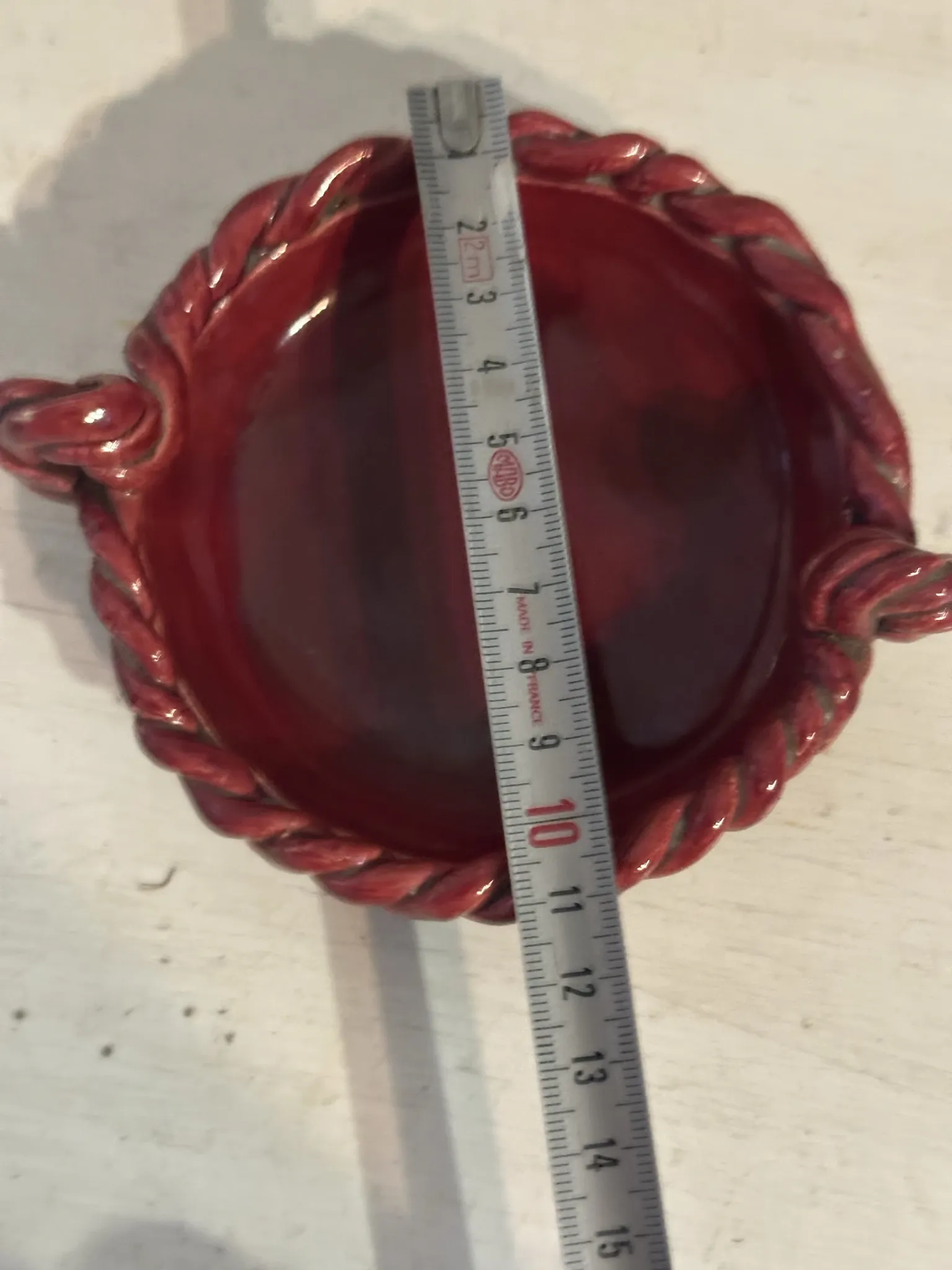 Small red ceramic catchall signed Bily – 1950s