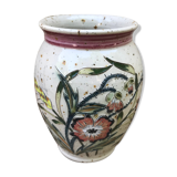 Vase grès Alsace Graessel beige décor ciselé made in France vintage
