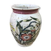 Ancient vase grès Alsace Graessel beige décor chislé made in France vintage