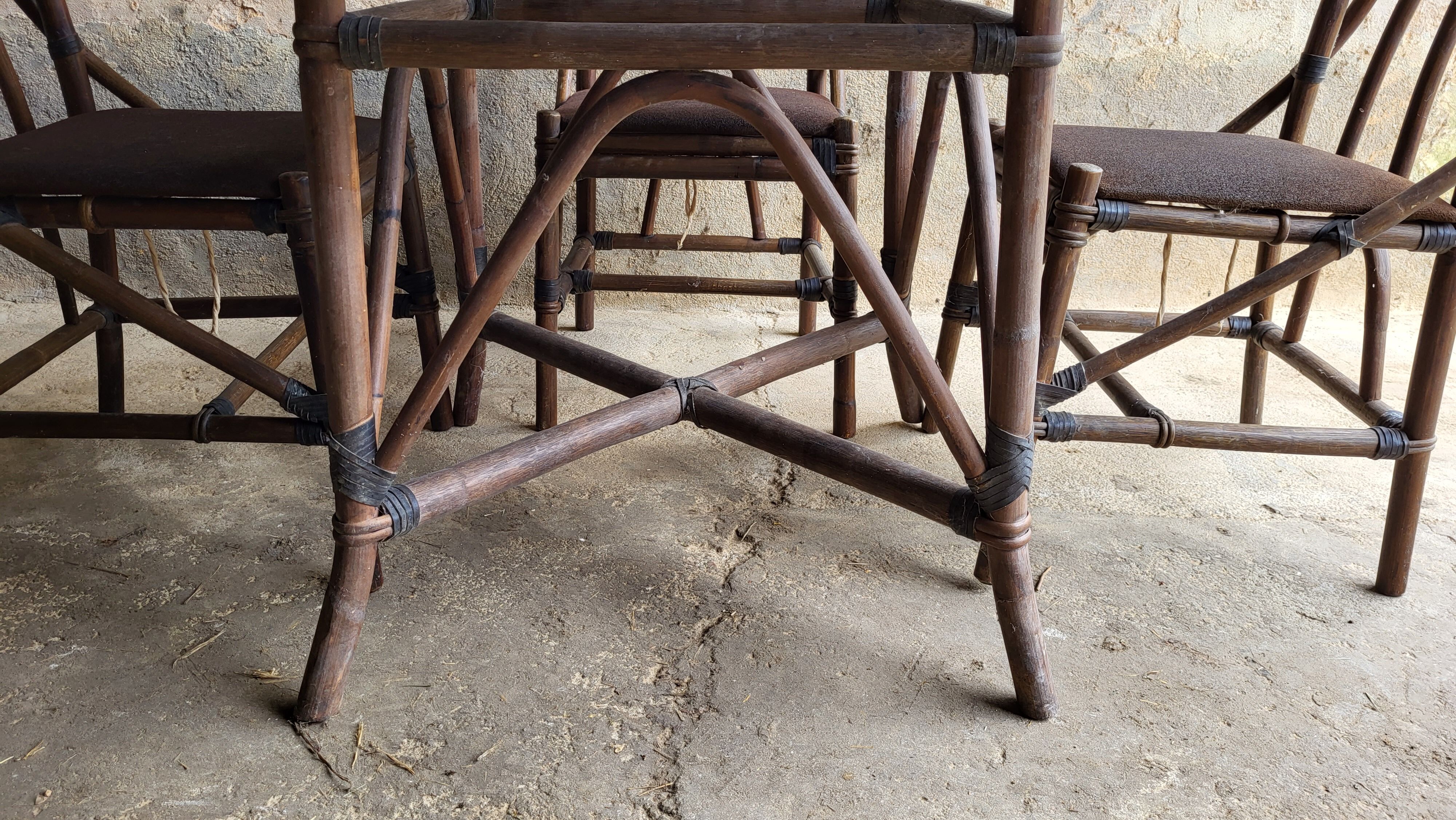 Set table & chairs bamboo vintage year 70