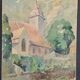 French school 20th century "the village church" watercolor, dated 1944