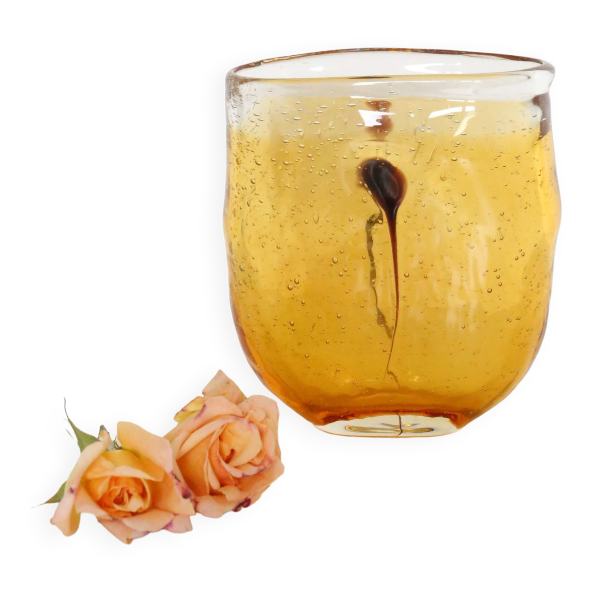 Beautiful mouth-blown bubble glass vase