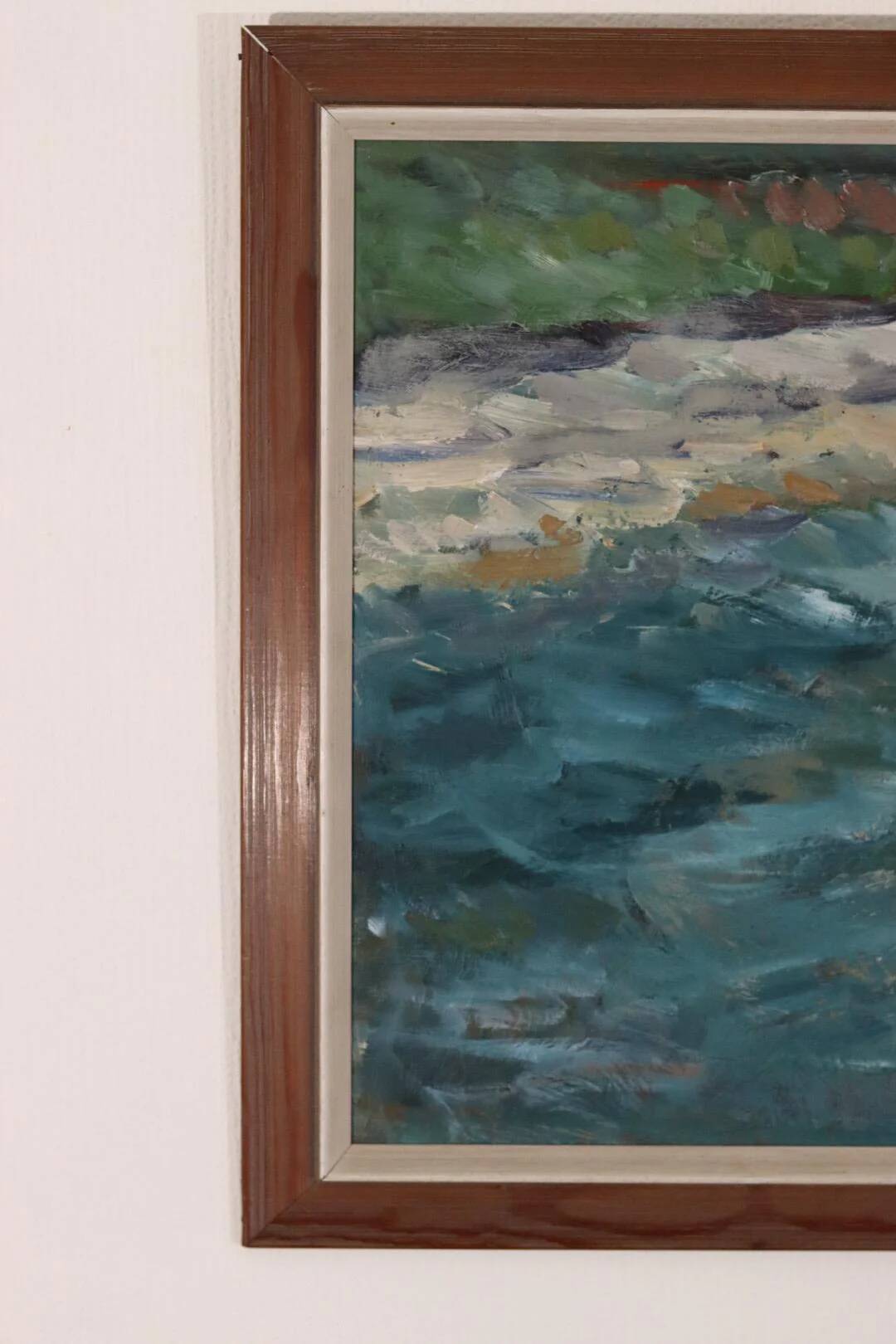 Original Mid Century Swedish Oil on Panel – “Seashore” by LV 1962 – Signed