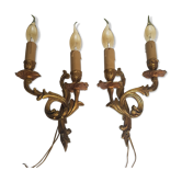 Paire d'appliques style rocaille en bronze doré