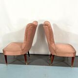 Italian vintage pair of pink club armchairs