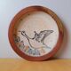Pyrite stone plate with bird decoration