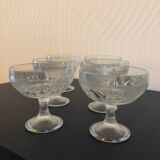 6 Vintage Glass Fruit Bowls Engraved with Fruits