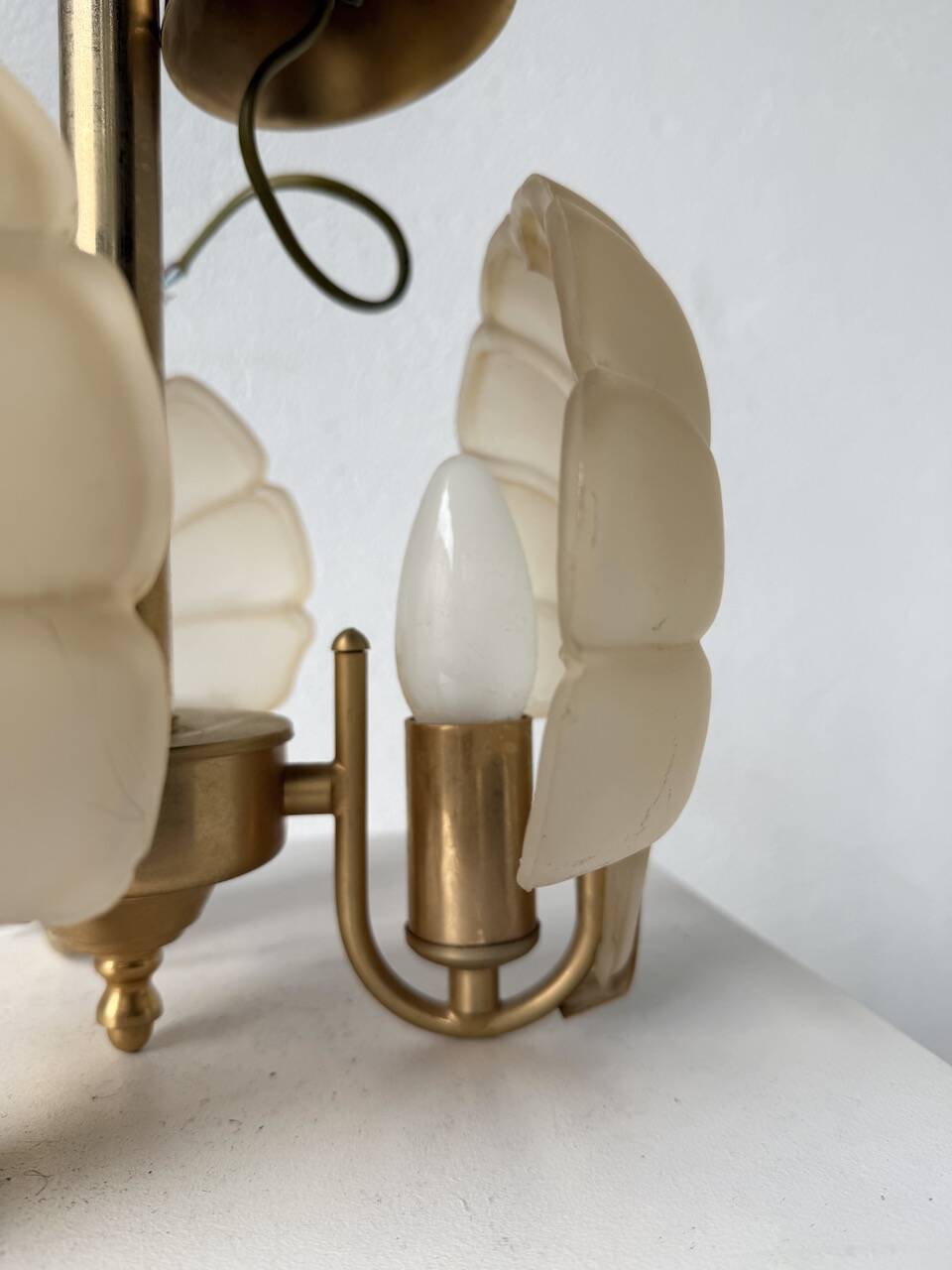 Shell and brass chandelier from the 70s
