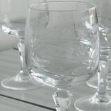 6 white wine glasses in chiseled crystal with floral motifs Matignon model.