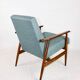 Armchair 'Lis', 1970s turquoise tweed design by Henryk Lis - brown beech wood