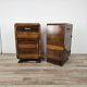 Art Decò walnut bedside tables with door and drawer