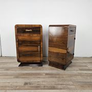 Tables de chevet en noyer Art Déco avec porte et tiroir