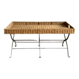 Rattan tray folding table