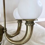 Art Deco chandelier in bronze and opaline by Jean Pascaud, 1940s.