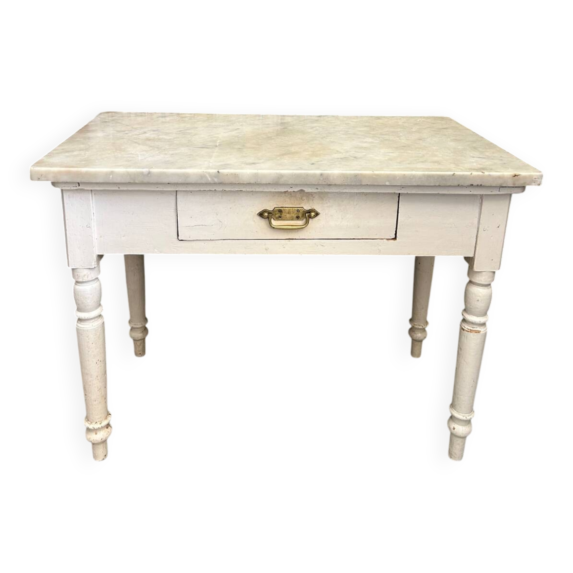 Kitchen table in wood and Carrara marble