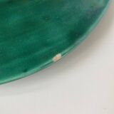 Vallauris - Large oval earthenware "fish" dish with green glaze