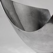 Polished Aluminum Asymmetric Contemporary Deep Bowl, Large