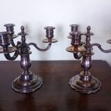 Paire - Candélabre Centre de table - Bronze argenté
