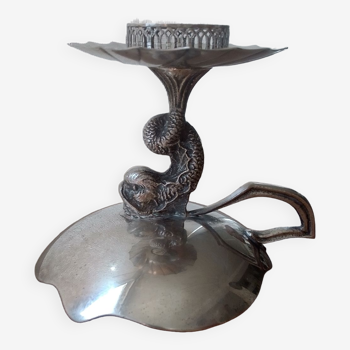 Dolphin candle holder in silver metal