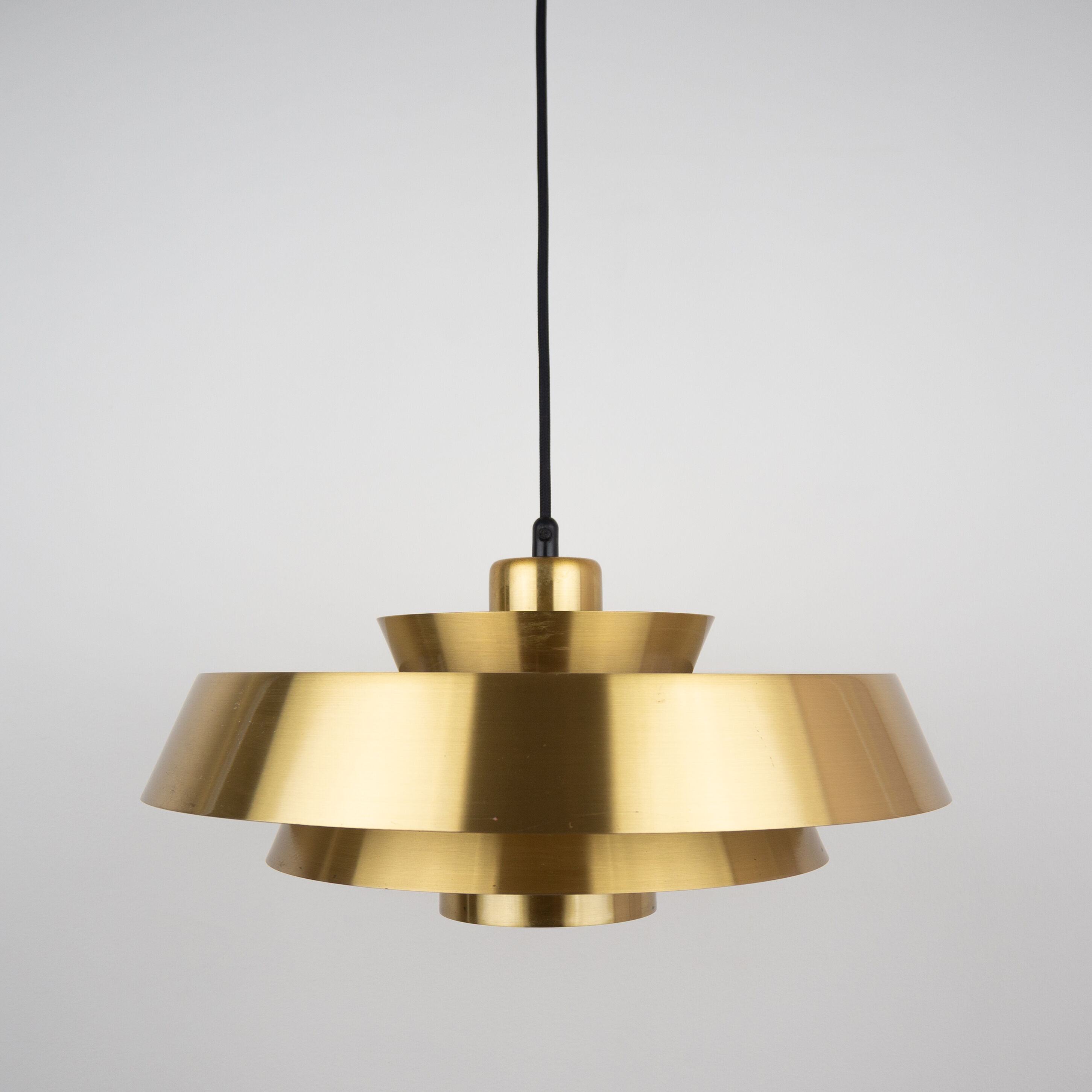 Danish vintage brass pendant lamp by Jo Hammerborg, Fog og Mørup, 1963