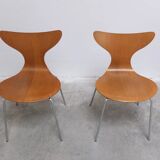 1st edition set of 4 'Lily' chairs in oak by Arne Jacobsen for Fritz Hansen, 1969