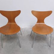 1st edition set of 4 'Lily' chairs in oak by Arne Jacobsen for Fritz Hansen, 1969