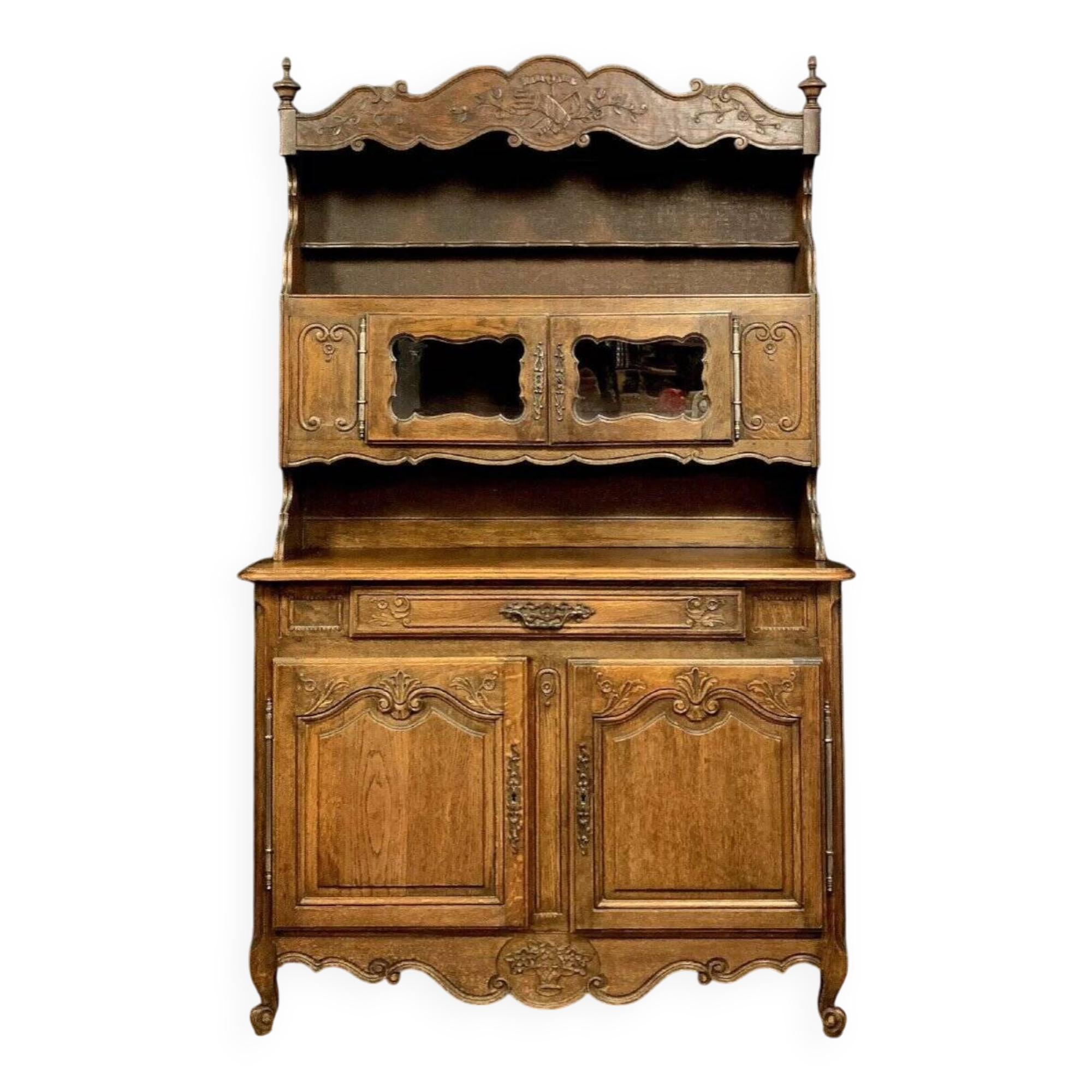 Louis XV Provençal double-body oak bookcase buffet