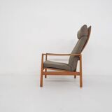 Mid-century oak high back lounge chair by Hartmut Lohmeyer for Wilkhahn, Germany 1960's