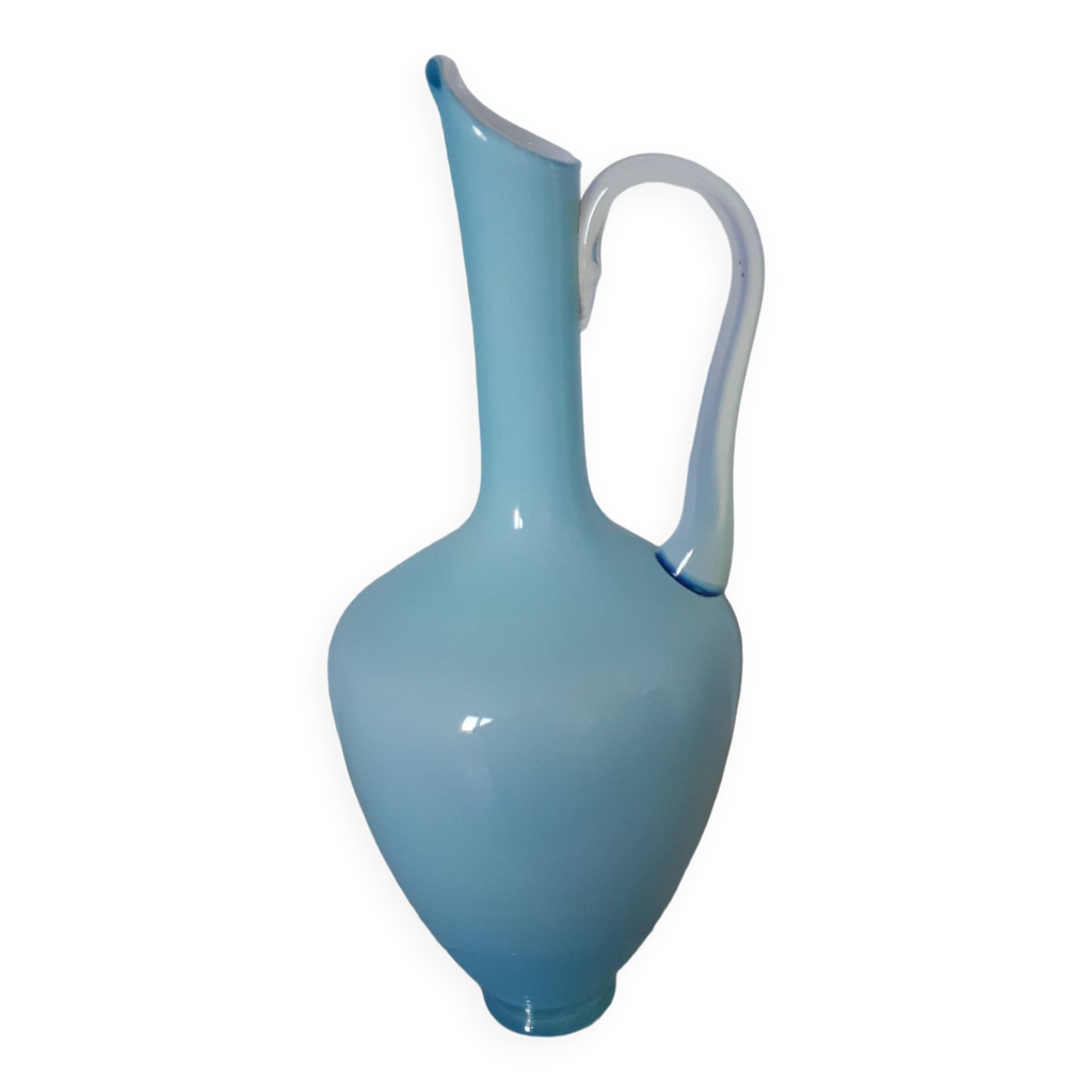 VASE ANCIEN EN Opaline Bleue Portrait en Cabochon Epoque XIXème EUR 140